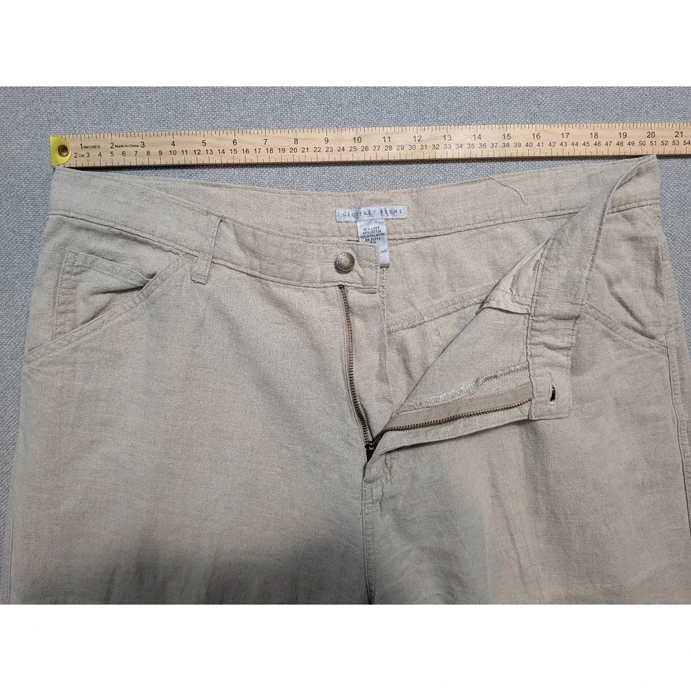 GEOFFREY BEENE Mens Pants Beige 38x30 Linen Blend Breathable Lightweight Relaxed